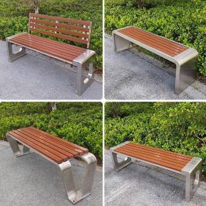 MOLORE | Outdoor Park Bench with Backrest Stainless Steel