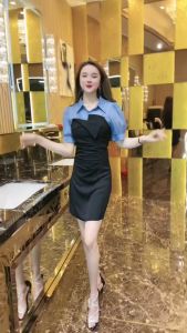 Set Bộ Voan Áo Cổ Sơ Mi Xanh Cao Cấp Sanh Chảnh Chụp Ảnh Dạo Phố BY4622