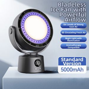 Portable Desktop Small Fan Leafless Circulation Long Battery Life 1307T Household Cold Electric Fan without Blades