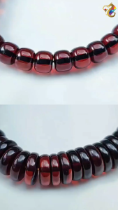 Collection Grade Natural Blood Red Amber Abacus Rondelle Bracelet