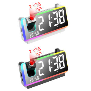 High-Resolution Projection Alarm Clock with USB Charging Dual Alarms for Hearing Impaired and Deaf People Large Display Easy to Use