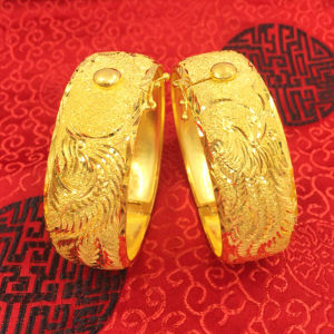 Wedding Dragon And Phoenix Bracelet Chinese Style Triple Gold Fake Jewelry for Women Bear Pig Animal Pattern Alloy Hand Accessory