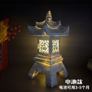 ไฟพลังงานแสงอาทิตย์แบบจิตรกรรมสไตล์จีน พัดลมตกแต่งภายใน ไฟฟ้าแบบพกพา แหล่งกำเนิดไฟ LED สำหรับตกแต่งสวน หอคอยหินแบบญี่ปุ่น