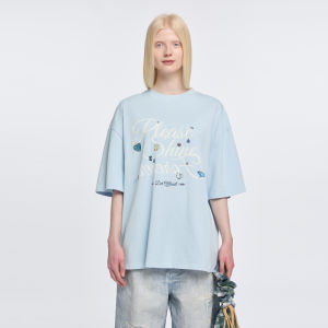 Colorful Gem Print Loose Short Sleeve T-Shirt Summer Casual Style Cotton 100% round Neck Regular Fit Womens Fashion Top