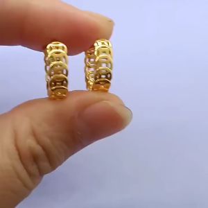 Money catcher lucky charm earrings Pure hikaw 18k Saudi gold earings gold pawnable womens card buckle lucky coin wedding jewelry wifes gift Buy 1 Take 1 free Pearl earrings
