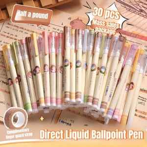 30Pcs Rolling Ball Pens 0.5mm Black Ink Quick Drying Fine Point Liquid Ink Pen Smooth Writing School Supplies