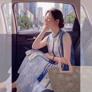 PAIBOLI | Elegant Mature Summer Chinese Style Dress & Trousers Set