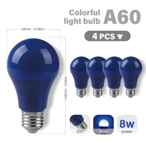 GATETOP | Blue Decor Color LED Light Bulbs 8W 640LM E27 B22 AC100-240V Lamps for Bedroom Party Wedding Garden Courtyard Stage Decoration