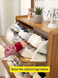 LACCOHUG Bamboo Shoe Cabinet Single Layer Brown 2/3 Layers 50/70CM Dustproof Rak Kasut Murah Shoe Rack