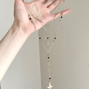 Sweet Cool Cross Tassel Necklace Women Y2K Unique Personality Versatile High End Clavicle Chain Accessory Fashion Jewelry