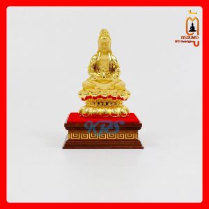 ฐานพระ ฐานพระสีน้ำตาล ฐานลายจีน หุ้มผ้ากำมะหยี่แดง สูง 2 นิ้ว KPSThaistyle