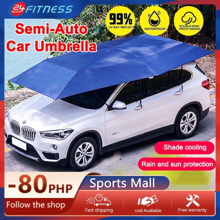 4.2M 3.2M Semi Auto Car Sun Shade Umbrella Tent Detachable Multifunctional Car Roof Umbrella Waterproof Car Sunshield Umbrella Car Cover Outdoor Protection Remote Control Cover Tent Car Shade Cover