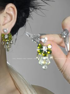 Green Field Fairy Tale S925 Earrings Womens Minority Design Sense Tassel Zircon Earrings Fashionable And Original Design