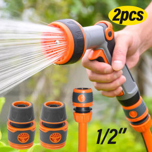 YESPERY 2Pcs Garden Watering 1/2" Water Hose Connector Pipe Adaptor Tap Hose Pipe Fitting Set Quick Connector with Rubber Material