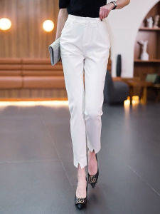 White High Waist Slimming Harlan Pants Womens Thin Casual Trousers Summer Fashion Polyester Fiber Nine Points Harlan Pants
