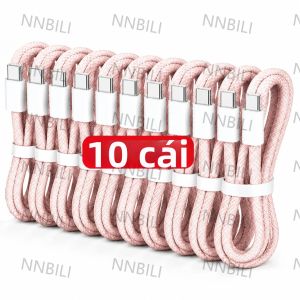 Cáp USB C Sang USB C NNBILI 10 Chiếc Sạc Nhanh 100W Dây Sạc Cho iPhone 16 15 17 Samsung Xiaomi Huawei Dây Bện Dòng Điện Tối Đa 6A