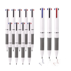 1 Pcs 3-Color -in -1 0.7mm Ballpoint Pen Simple Push-Style Multi-Color Pens Student Stationery