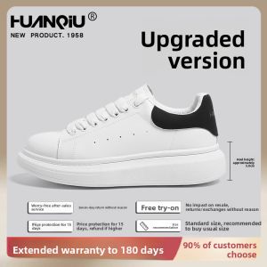 Mens Thick Bottom Sneakers Trendy Casual All-Match Leisure Sports Board Shoes HuanQiu Brand round Toe mid Heel PVC Outsole