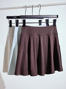 NYK High Waist Ribbed Sports Skirt with Safety Pants Women A-Line Flared Hem Short Skirt Multi-Occasion Versatile Breath