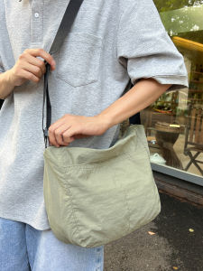 2025 New Fashionable Folded Street Style Mens Shoulder Bag Pure Color Commuter Crossbody Bag Casual Large Capacity Trendy