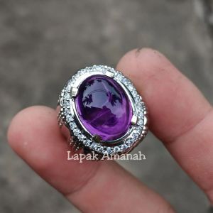 Cincin Batu Akik Asli Kecubung Ungu Kalimantan Super Mewah