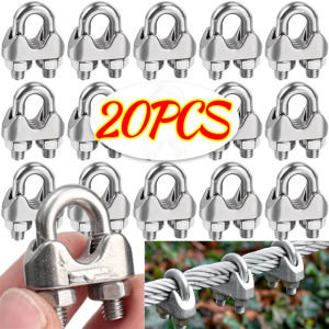 20Pcs M3 M5 U-shaped Cable Clamp Stainless Steel Wire Rope Fixing Clip Anti-corrosion Adjustable Saddle Sling Fixing Clips Fastener