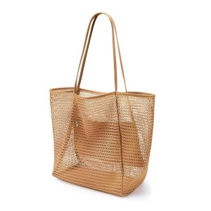 Womens Mesh Beach Shoulder Bag Summer Travel Foldable Shoulder Bag C174