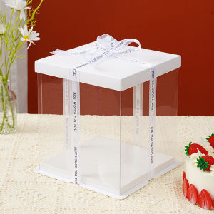 กล่องขนมปังใสแบบสองชั้นและเดี่ยว ขนาด 6 ถึง 12 นิ้ว กล่องของขวัญขนมปังสำหรับวันเด็กและวันวาเลนไทน์