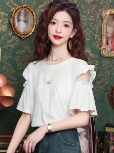 La Chapelle | White Bow Short Sleeve Summer Tshirt