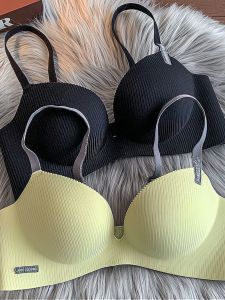 Victorias Secret Womens Thickened Anti-Sagging Bra Set Seamless Wire-Free Enhanced Chest Small Gathered Push-Up Underwear