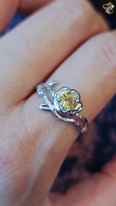 Citrine Flower Titanium Adjustable Ring
