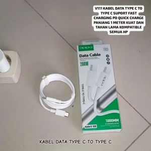 V111 KABEL DATA CHARGER TYPE C TO TYPE C SUPORT FAST CHARGING PD QUICK CHARGE PANJANG 1 METER KUAT D