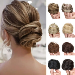 Synthetic Elastic Messy Bun Hairpieces Curly Scrunchie Black Blonde Brown Chignon Band Updo Donut for Women Fake Hair