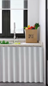 Langsir Kabinet Dapur Plain Color Pelekat Tape Langsir Sinki Cabinet Curtain Tirai Dapur Langsir Tabletop Kitchen - EP