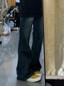 Quần Jeans Ống Loe Cạp Cao Phong Cách Mỹ Retro Cho Nữ Quần Dài Ôm Dáng Mùa Xuân Thu Quần Dài Thường Ngày Cạp Cao