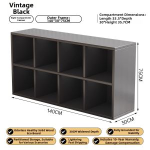 OYIla | Vintage Black Modular Half-wall TV Console Storage Cabinet