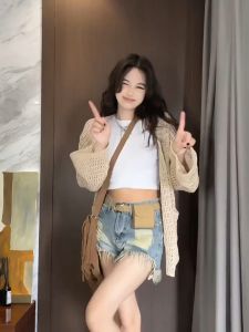 🔥Fran🔥 blouses women new style 2025 Loose V-neck Sun Proof Cardigan Summer Hollow-out Knitwear Long Sleeved Knitted Smock Women