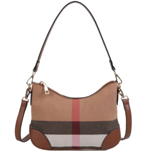 Genuine Leather Underarm Bag Womens Handbag Canvas Shoulder Crossbody Stripe Dumpling Bag Fashionable Casual Tote Bag