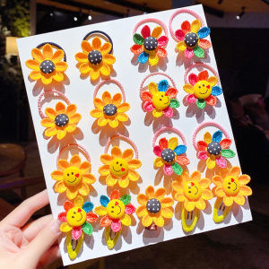 Adorable Princess Sunflower Hair Ties for Babies Non-Damaging Small Hair Bands Childrens Smiley Face Elastic Hair Bands