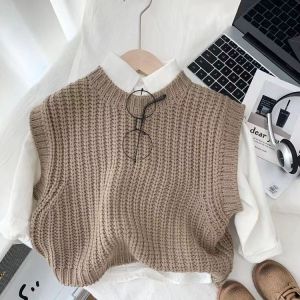 Áo Len Dệt Kim Dày Cho Trẻ Em Mùa Xuân Thu Không Tay Phong Cách Hàn Quốc Thường Ngày Cho Bé Trai Và Bé Gái