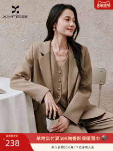 Camel Colored Womens Suit Jacket with Linen Drape Casual Office Wear Spring 2026 New Style Xiang Ying Old Money Trend