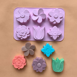 1 Khuôn Xà Phòng Silicon Sáng Tạo 6 Ngăn Hình Hoa Tulip Dụng Cụ Làm Xà Phòng Thủ Công Tự Làm Cổ Điển