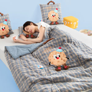 Pure Cotton Pillow Blanket Two-in-One Portable Office Nap Blanket Air Conditioner Cover Soft Polyester Filling Square Shape