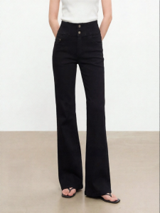 High Waist Slimming Flared Jeans Cotton Blend
