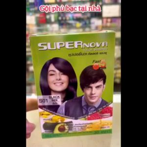 Hộp 12 gói dầu gội nhuộm tóc thảo dược Super Nova Thái EN106 giúp phủ bạc tại nhà nhanh chóng
