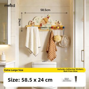 MEISD | Hole-free Bathroom Towel Rack Shelf with Hook Bar