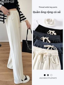JIANGLU | Quần ống rộng cạp cao thường ngày cho nữ mùa xuân thu mỏng cỡ lớn có khóa kéo quần dài mềm mại