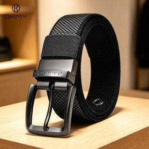 OKIMY Men Sports Belt Outdoor Belt Adjustable Belt Rotating Buckle Double-Sided Two-Color Nylon Belt Waistband Youth Sports Canvas Pant Belt Simple Nice Waistband