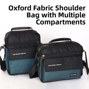 Fashionable Mens Shoulder Bag Casual Horizontal Style Commuting Travel Storage Bag Soft Handle Zipper Closure Oxford Cloth