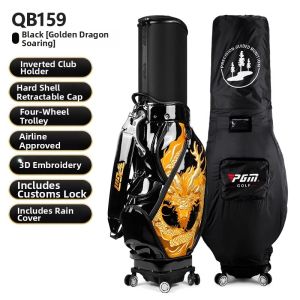 PGM GOLF | Rigid Expandable Zodiac Horse Airline Approved 4-Wheel Golf Bag
